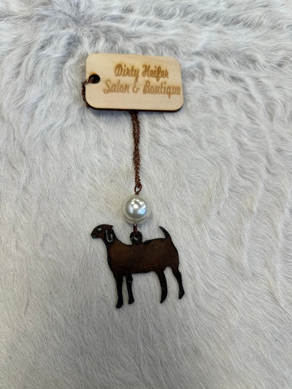 Metal art goat necklace